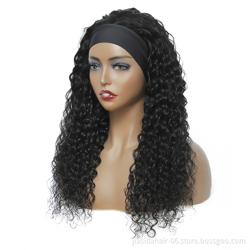Wholesale High Quality Cuticle Aligned Brazilian virgin Human Hair Natural Looking Half Headband Wigs For Black Women